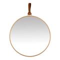 Gfancy Fixtures Minimalist Gold Round Mirror with Leather Strap GF3097805